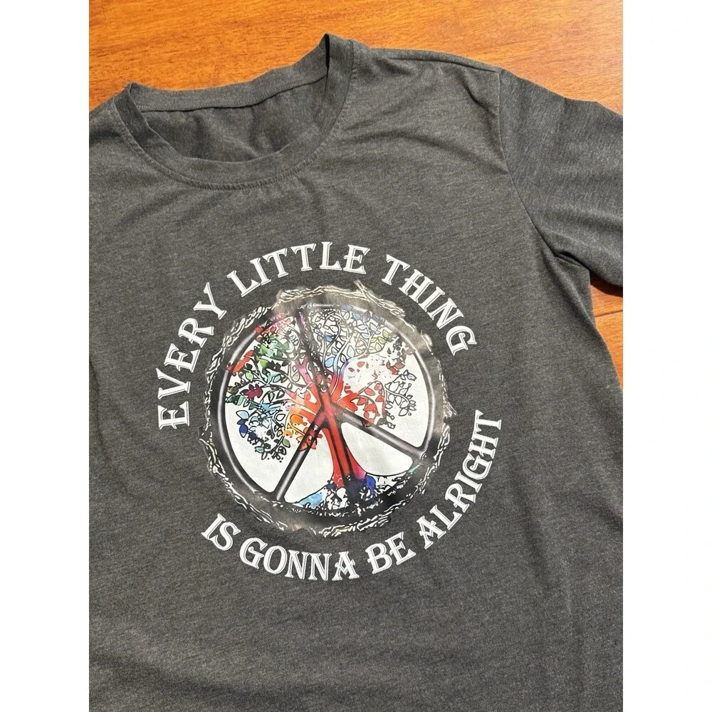 Bob Marley Three Little Birds‎ Shirt Small Women’s Grey Tree Long Sleeve Rainbow - Picture 2 of 9